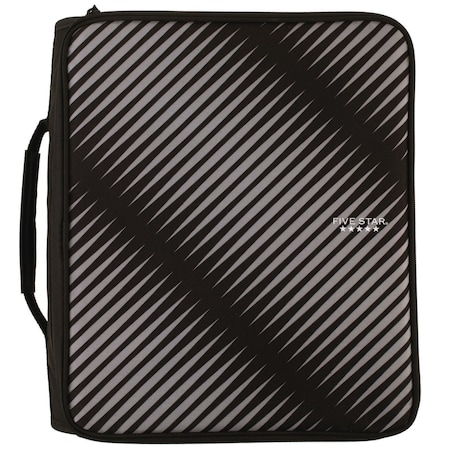 Five Star Zipper Binder, 3 Rings, 2" Capacity, 11 x 8.5, Black/Gray Zebra Print Design 72536